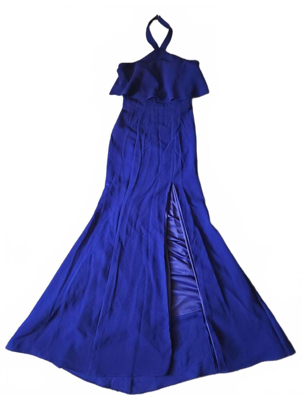 Xscape Royal Blue Halter Neck Evening Gown Dress Size 2
